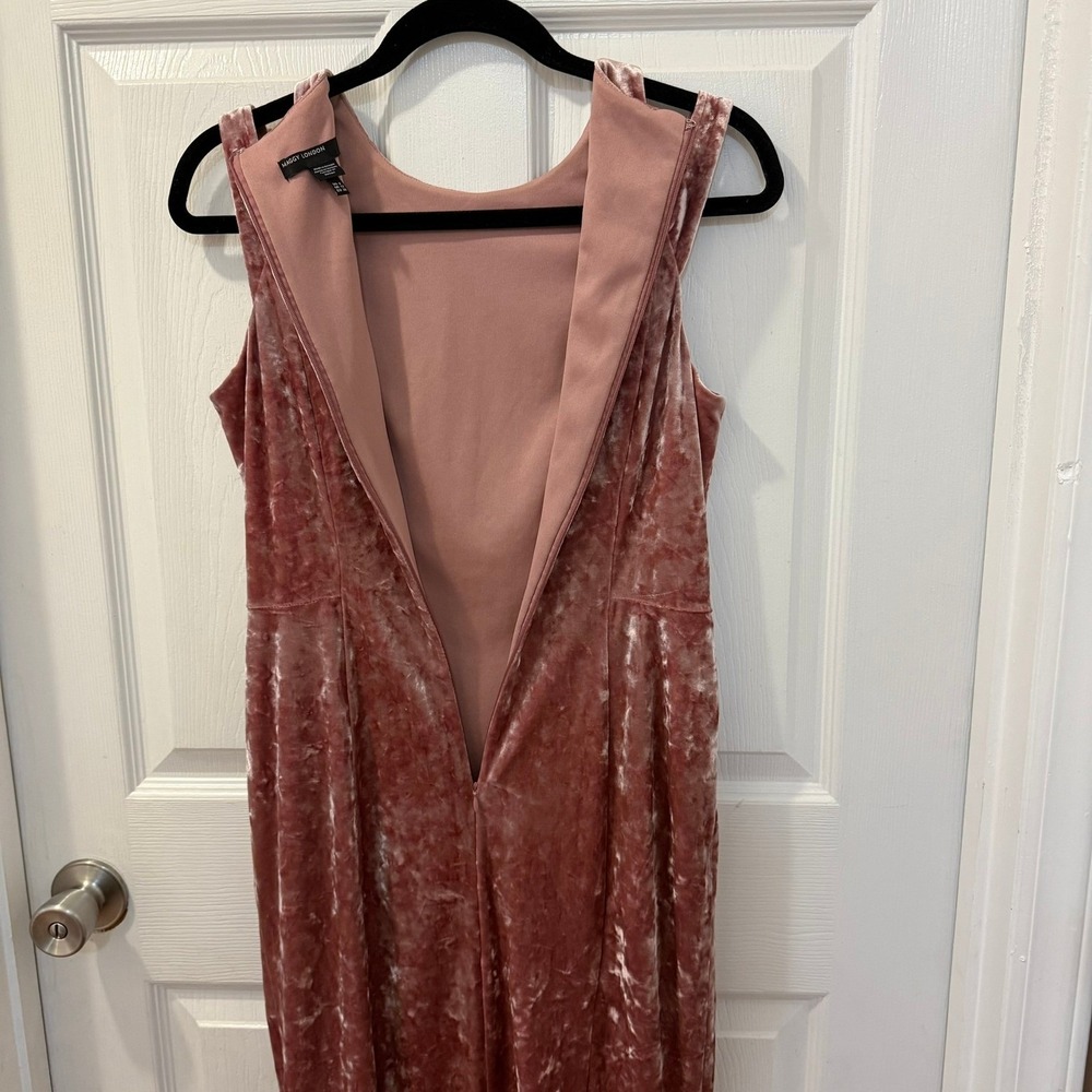 Maggy London Crushed Velvet Frosted Pink Sleeveless Cut-out fitted mini dress 8 - Picture 8 of 8